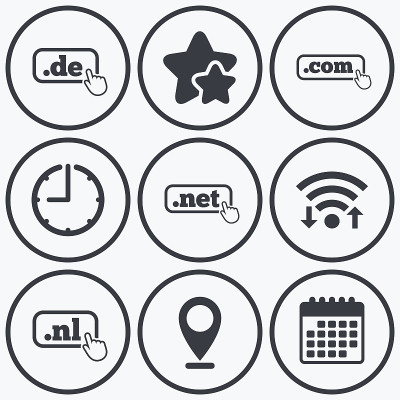 顶级域名的迹象。De, Com, Net和Nl。