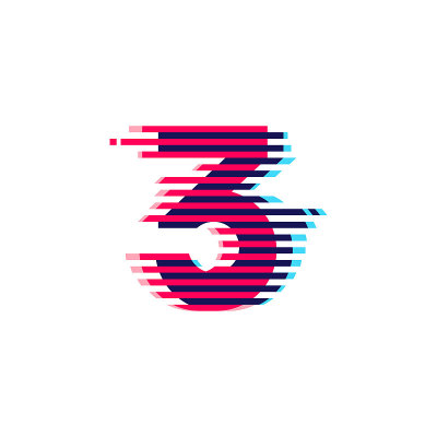 三号标志，线条闪烁。