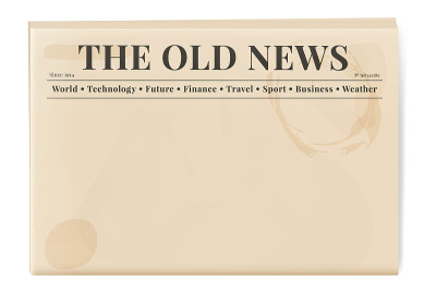 Blank template of a retro newspaper. Folded cover 