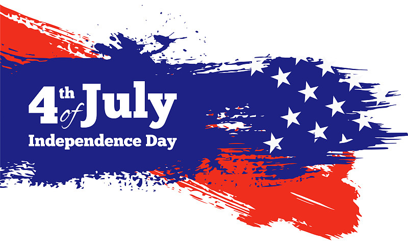 美国独立日，7月4日贺卡设计。向量