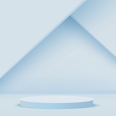 抽象背景与蓝色几何3d讲台。矢量图