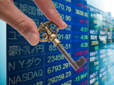 金融形象。股票价格和关键。