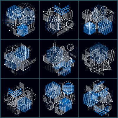 3d abstract vector isometric backgrounds. Layouts 