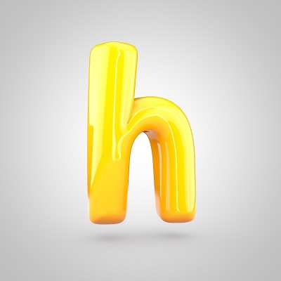 光滑的黄色油漆字母H小写