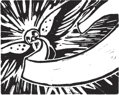 在那里Woodcut