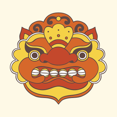 传统的巴厘岛的面具。Barong。