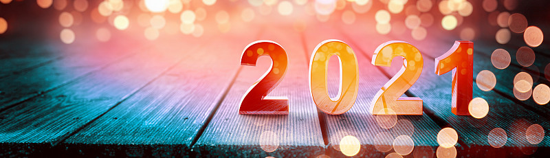 新年快乐。在2021年开始。三维演示