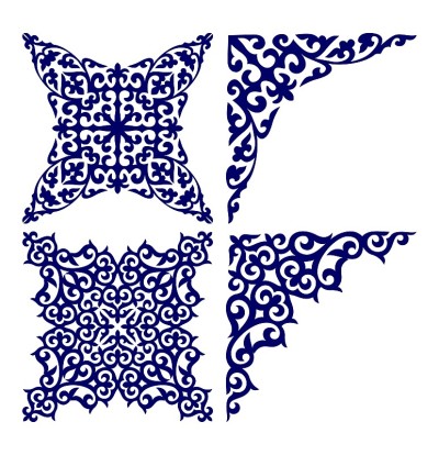 Kazakh ornaments, corners and square