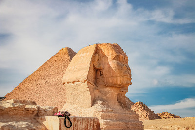 Ancient sphinx and pyramids, symbol of Egypt