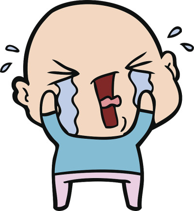 卡通哭泣的秃头男人