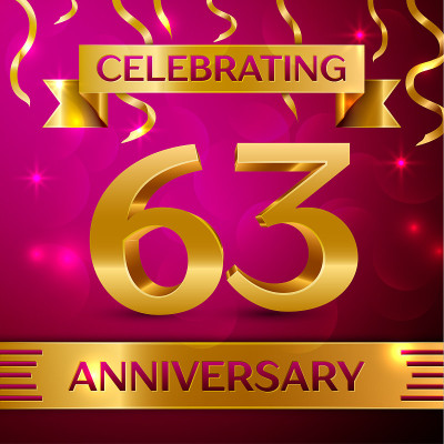 Sixty three Years Anniversary Celebration Design. 