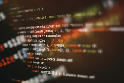 软件开发人员的编程代码界面。软件编程工作时间。完全由我自己编写和创建的代码文本。