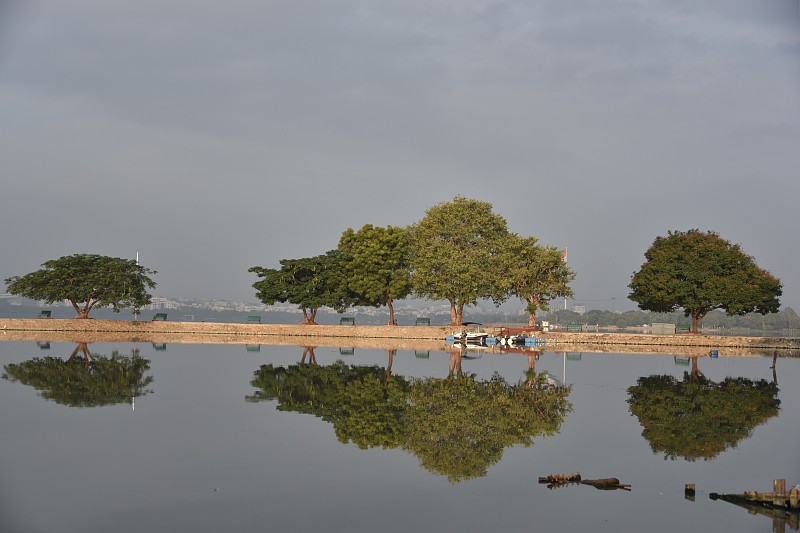 Hussain sagar湖，海德拉巴，印度