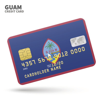 Credit card with Guam flag background for bank, pr