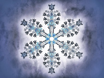 蓝色背景上的雪花