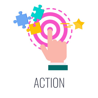 Action Icon. Call to action, CTA. Flat vector illu