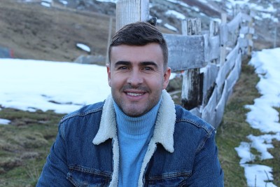 Stylish man in winter background