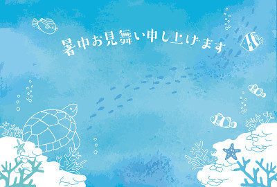 海底鱼类背景矢量图