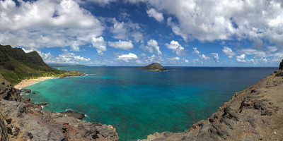 威马纳洛湾海滩公园全景，瓦胡岛，夏威夷