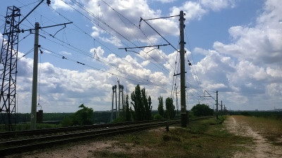 乌克兰东南部的铁路和架空电线- Zaporozhye