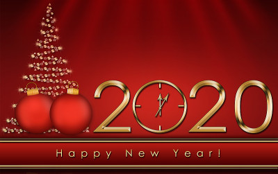 2020年的圣诞卡配一棵圣诞树