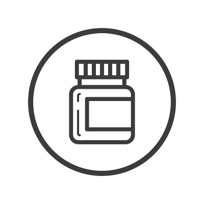 圆形框架中的药瓶图标