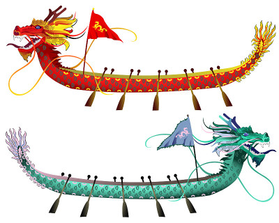 Two dragon boats, vector illustrations for Dragon 