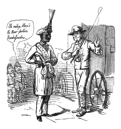 英国讽刺漫画，漫画，漫画插图，Nepaulese Prince talking to a carri