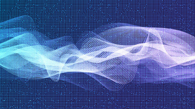 Technology Digital Sound Wave on Blue and purple B