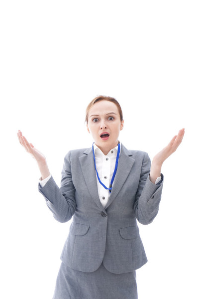 商务女性穿着西装生气