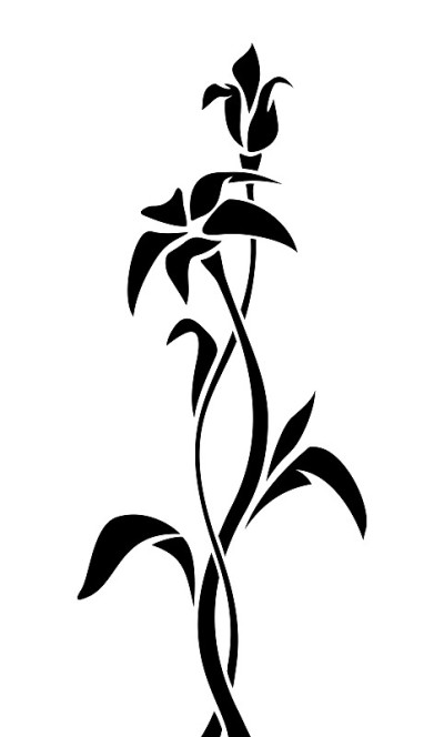 花的设计元素。向量黑色剪影。