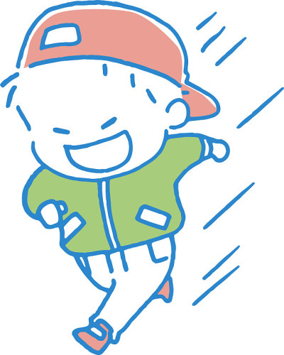 一个孩子全速奔跑的插图