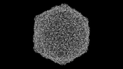 基于PDB: 1OHG(带阻塞样式)的科学精确噬菌体HK97病毒衣壳结构三维CG渲染图像