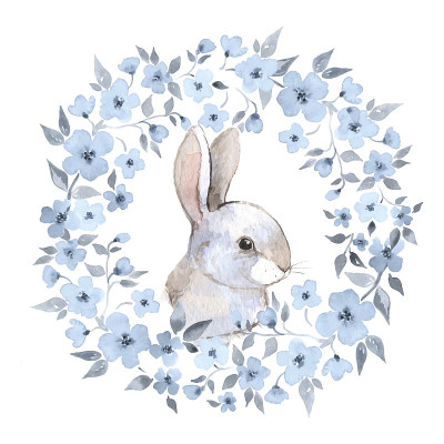 白兔2。兔子和花圈。