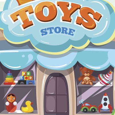 玩具店正面。矢量插图孤立在光背景上