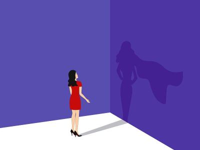 女超人影子平面设计股票插图