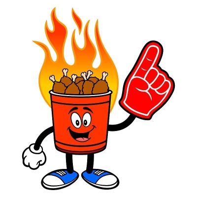 Hot Wing Bucket Mascot with Foam Hand