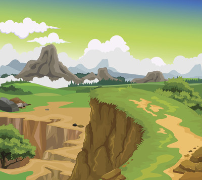 美丽的悬崖以山景为背景