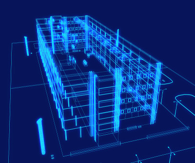 工业建筑项目。3 d渲染