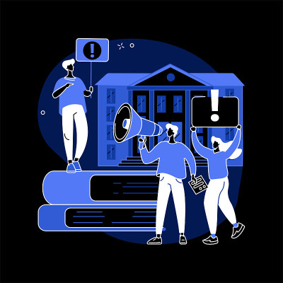 学生行动主义抽象概念向量插图。