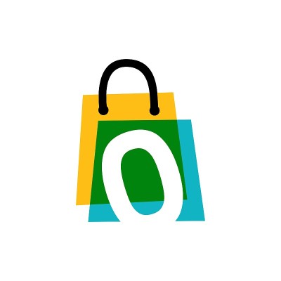 0号商店0号商店购物袋重叠颜色矢量图标插图