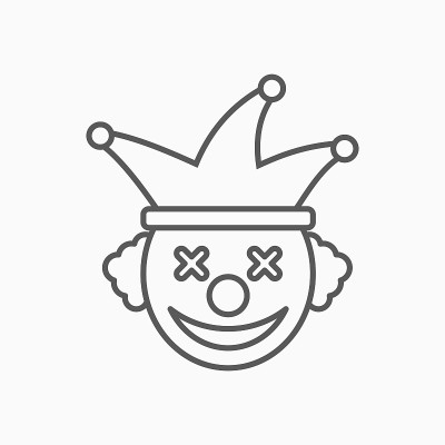 小丑图标，小丑矢量插图