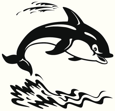 卡通海豚黑白