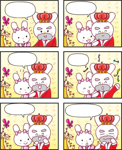 矢量卡通兔子公主漫画故事