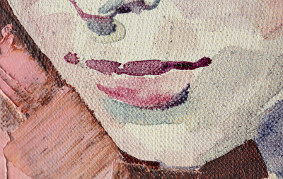 水彩画，女性肖像，手工制作