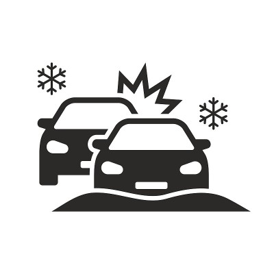 车祸图标。在下雪的路上发生的车祸。冬天的车祸。