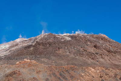 智利巴塔哥尼亚Chaiten火山山顶全景。死树的细节是因为火山的爆发。死树