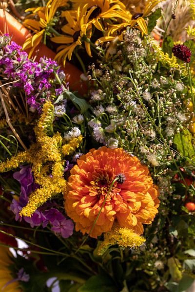 由鲜花、香草和水果组成的花束是夏季的象征