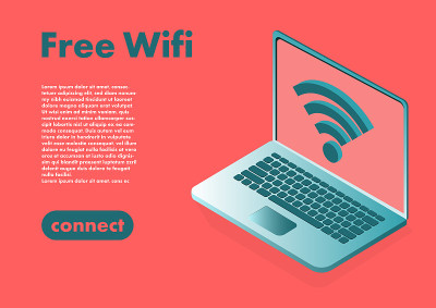 laptop with WiFi symbol