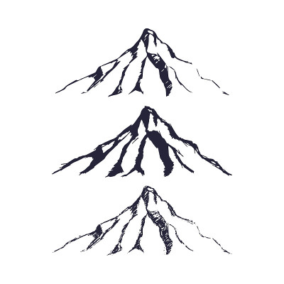 山集。手绘岩石山峰。向量